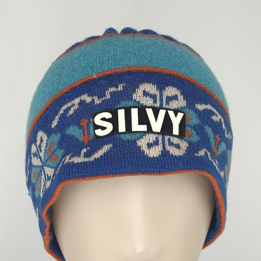 Vintage Silvy Italy Knit Beanie Hat Nordic Wool Blend Drawstring Ski Cap